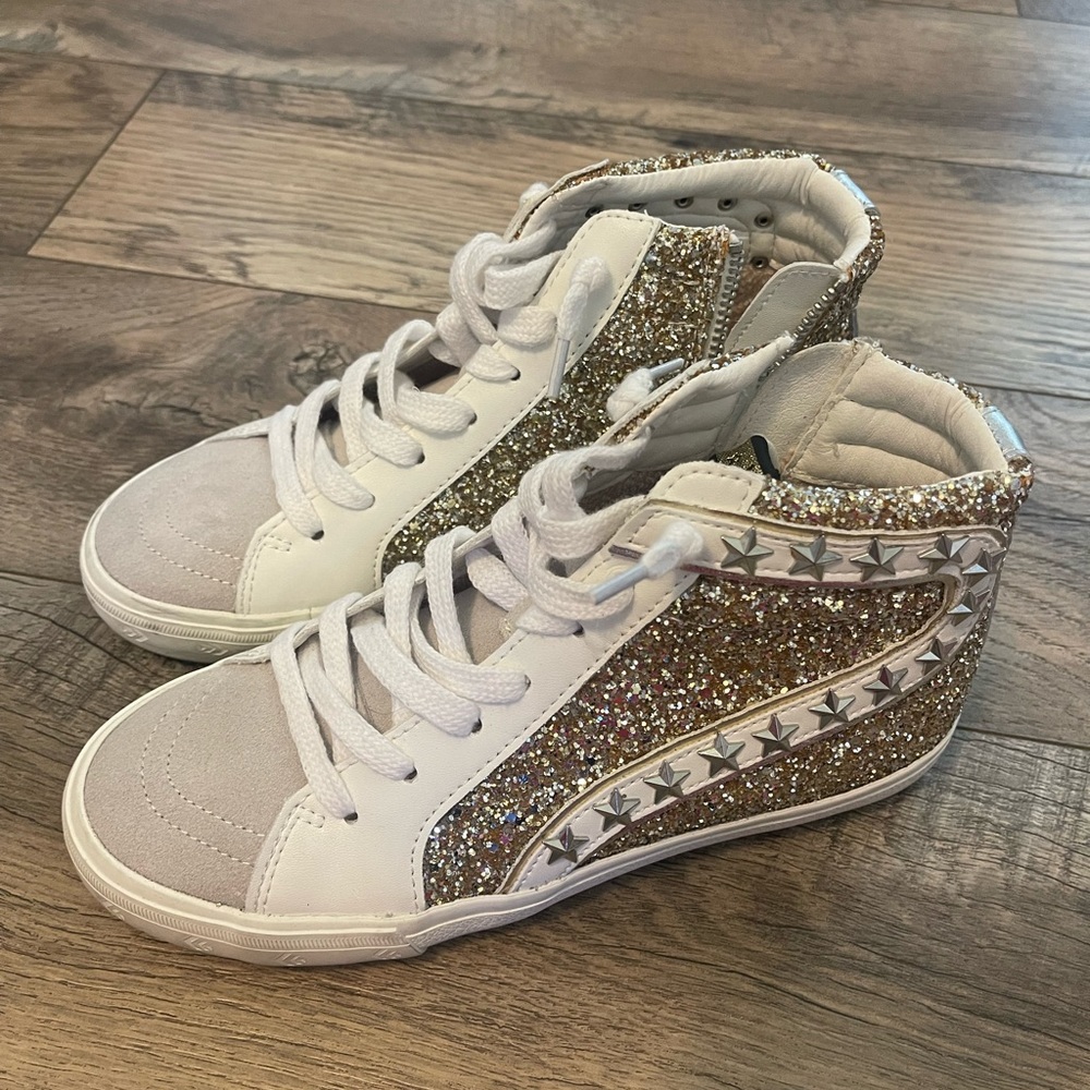 Vintage Havana Gold Glitter High-Top Sneakers